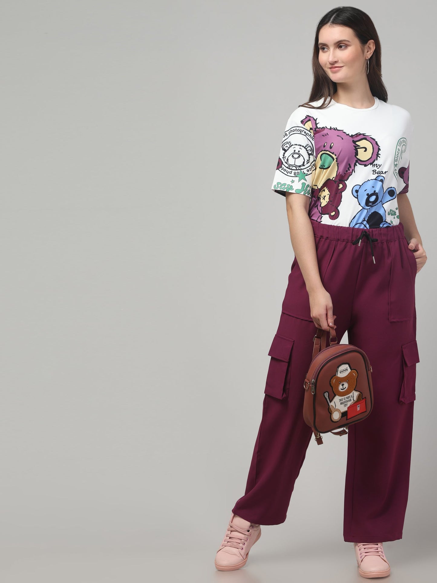 Maroon Printed Co ord Set for Womens