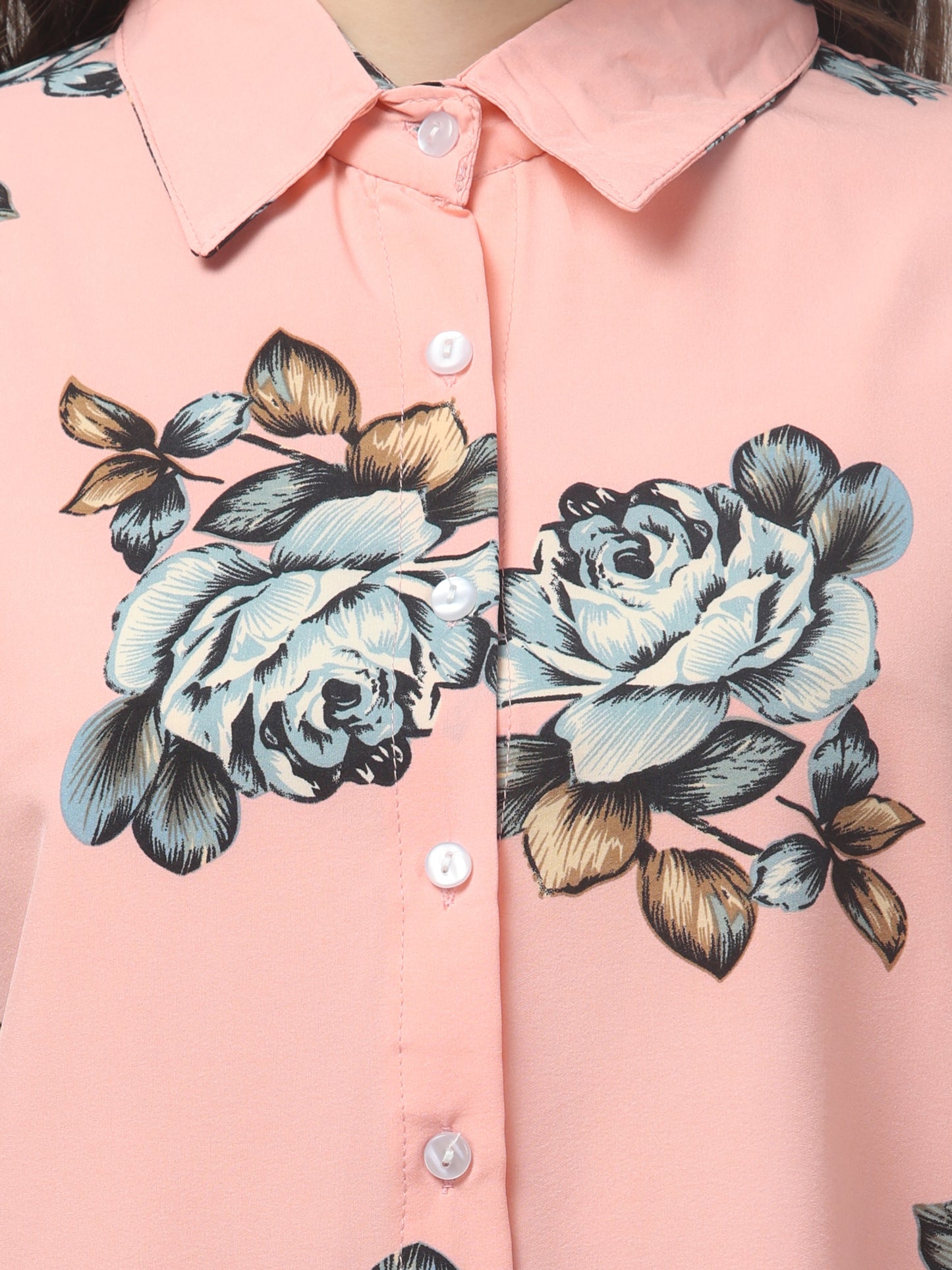 Pink Printed Floral Shirt For Womens