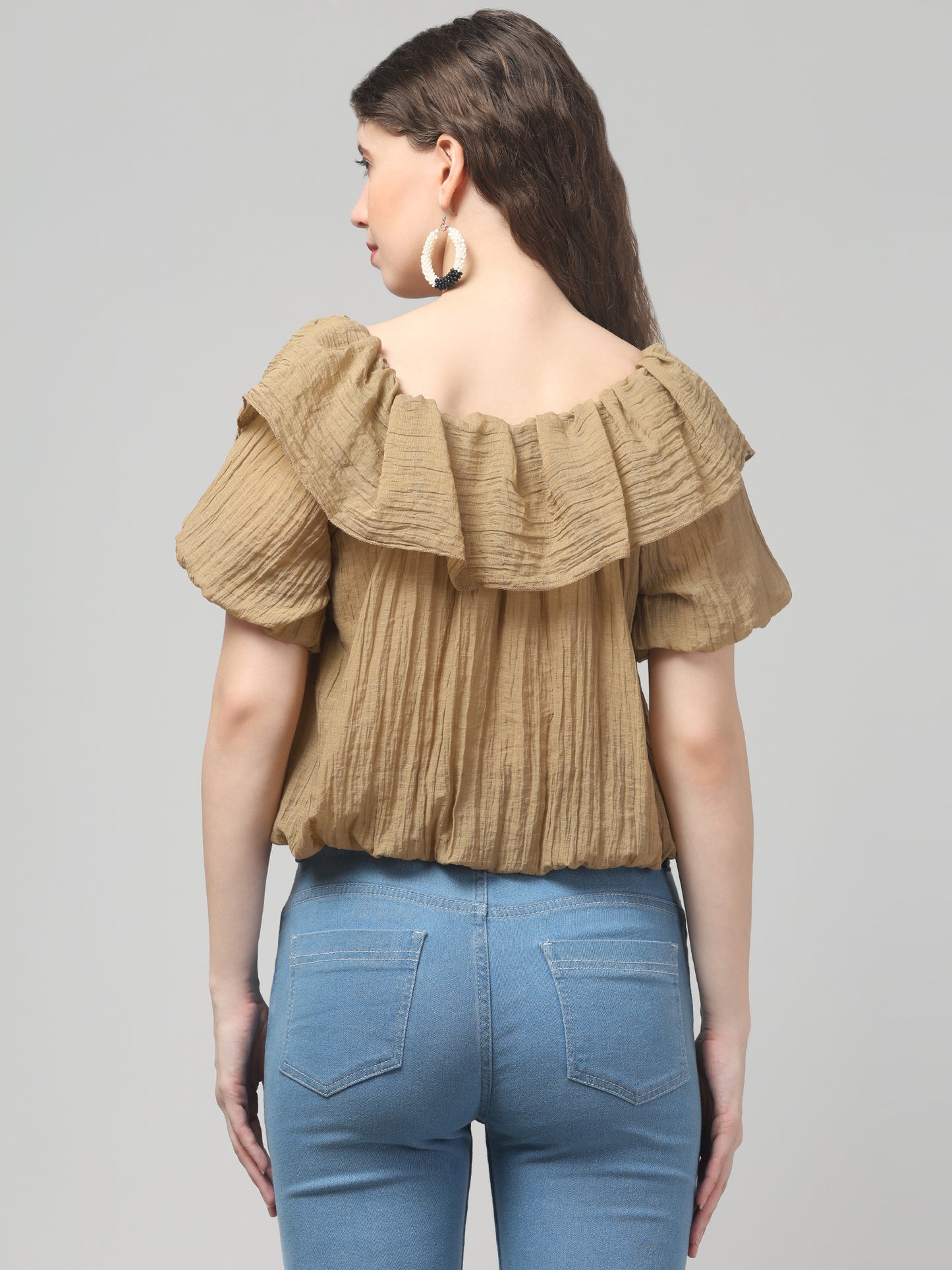 Brown Off Shoulder Top For Womens